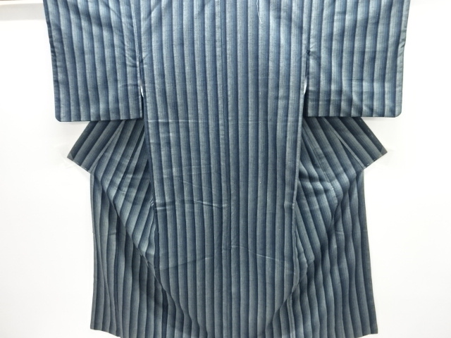 JAPANESE KIMONO / ANTIQUE STRIPED TSUMUGI KIMONO